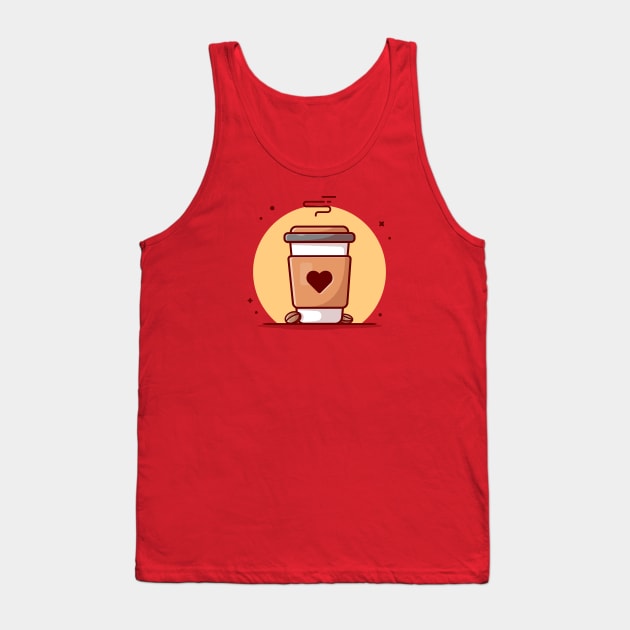 Coffee Cup Cartoon Vector Icon Illustration Tank Top by Catalyst Labs